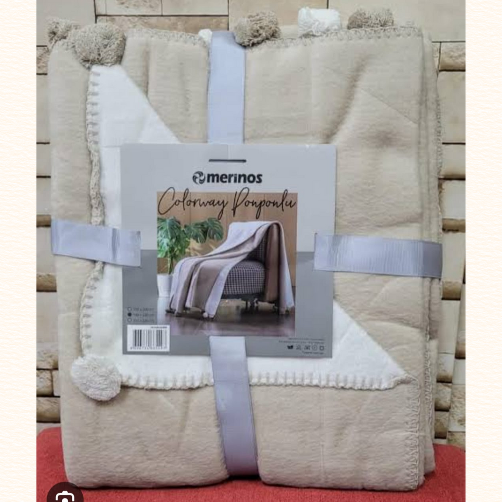 Merinos Colorway Ponponlu Battaniye