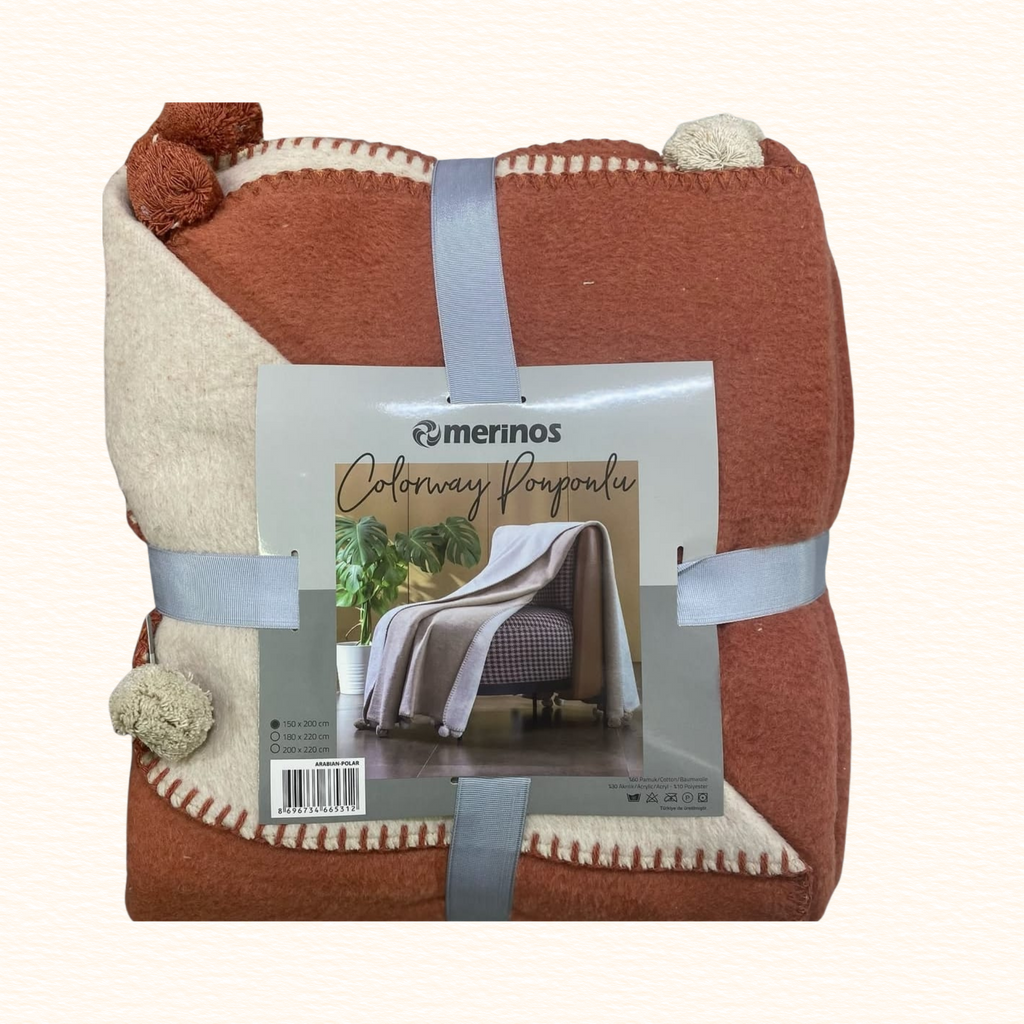 Merinos Colorway Ponponlu Battaniye