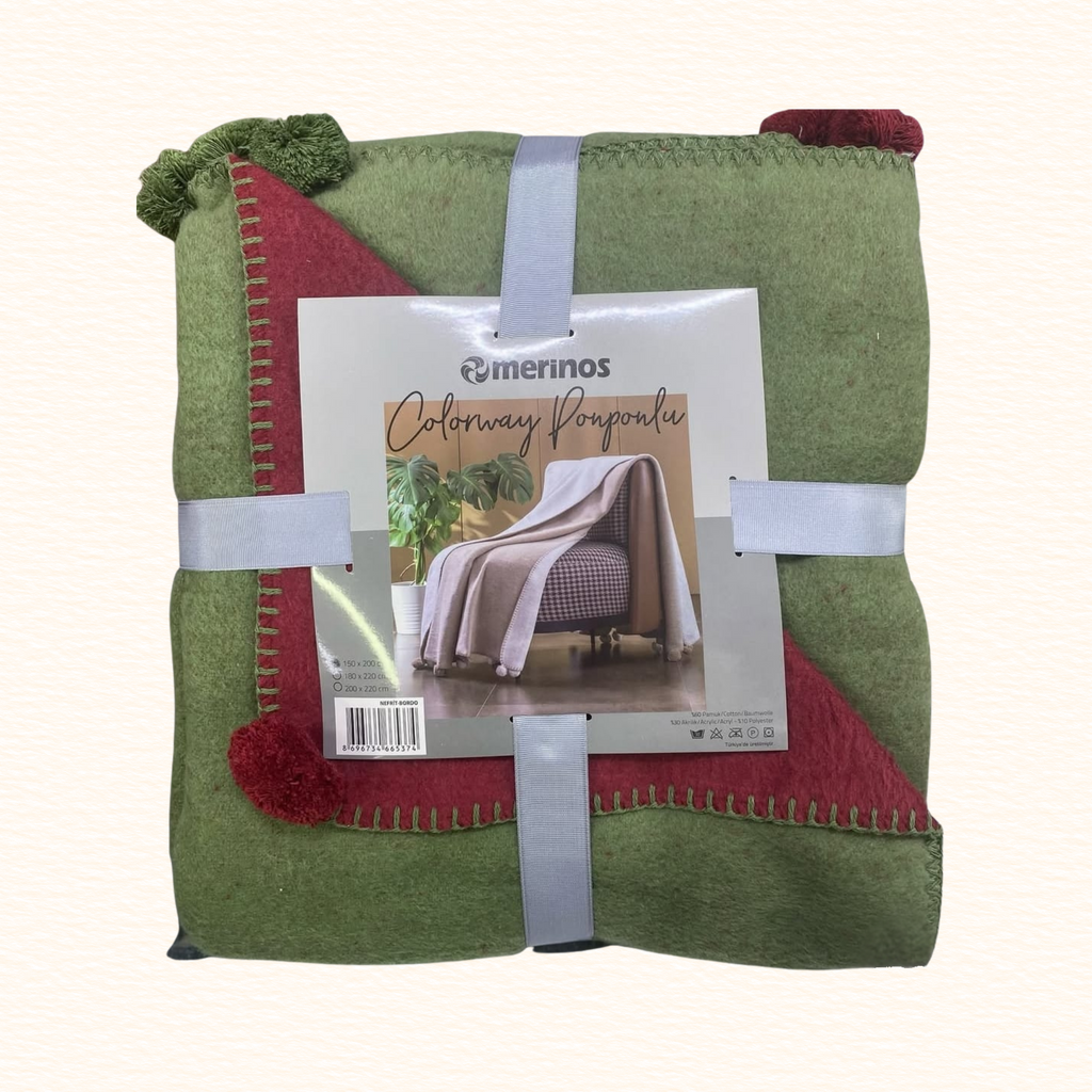 Merinos Colorway Ponponlu Battaniye