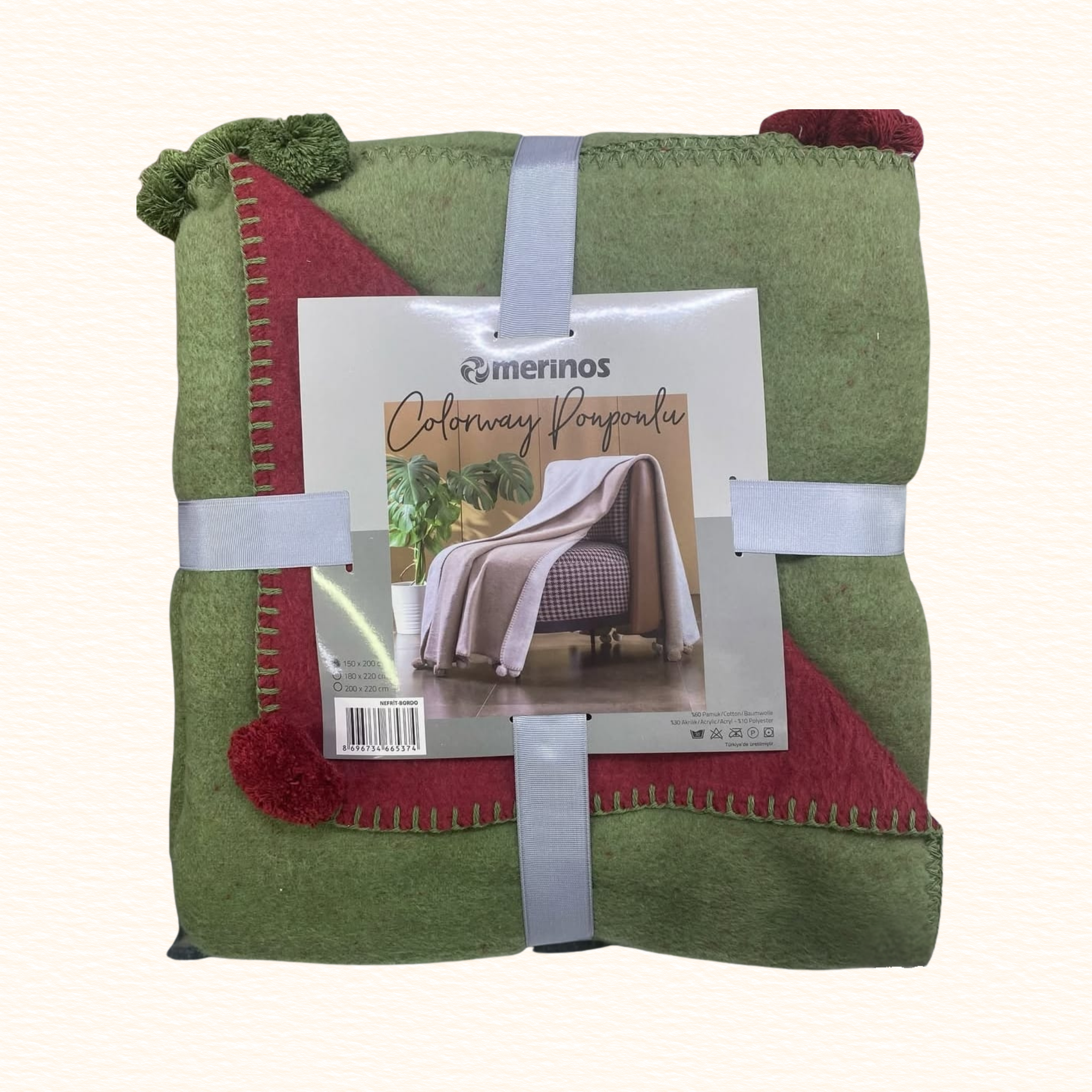 Merinos Colorway Ponponlu Battaniye