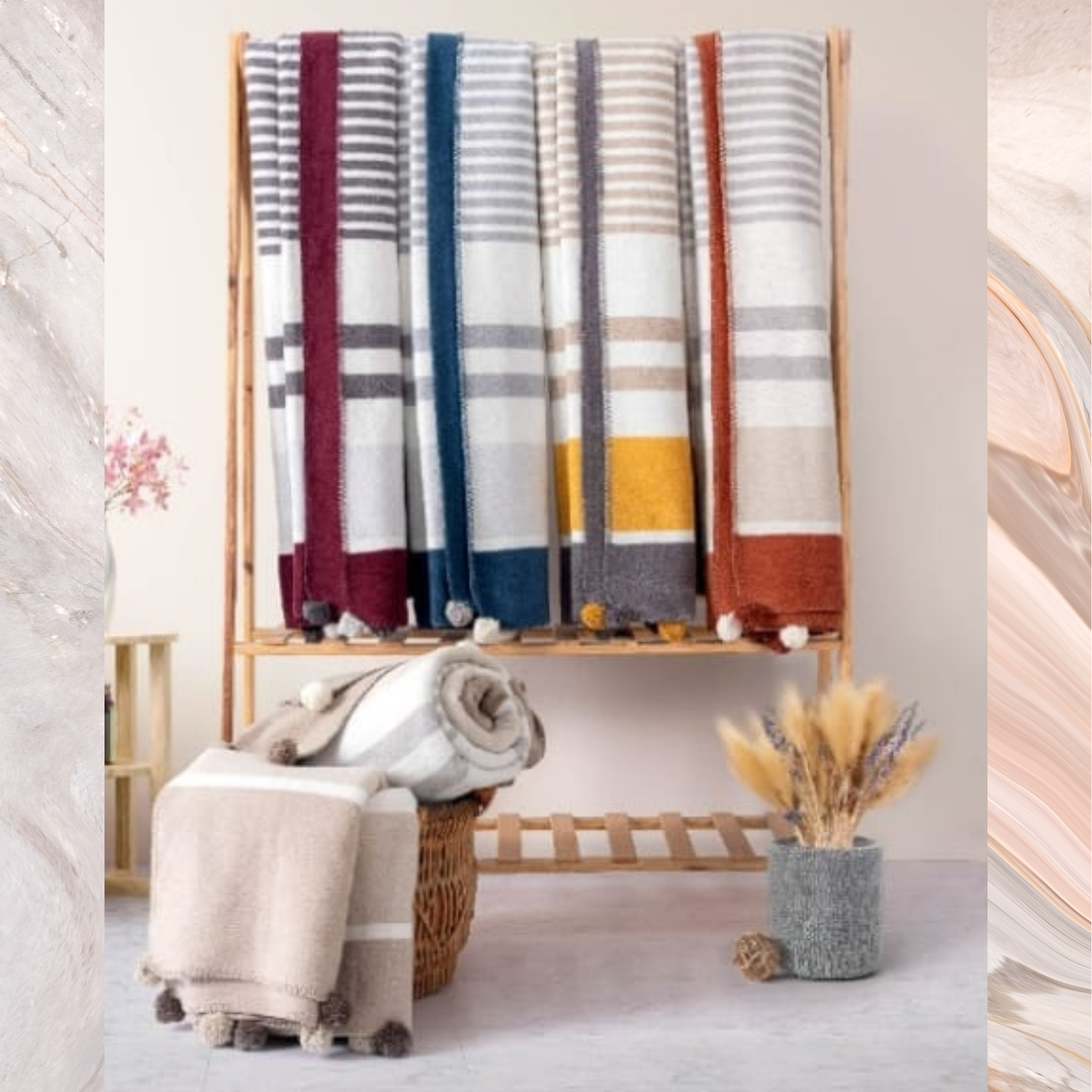 Merinos Colorway Ponponlu Battaniye