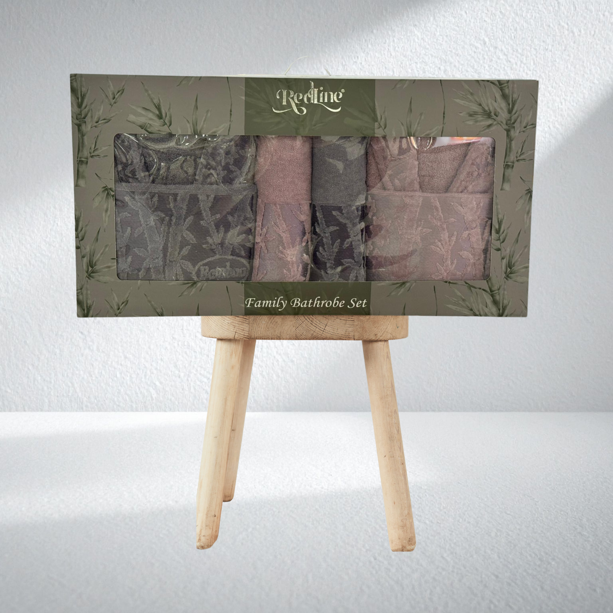 Redline Vip Kısmi Kadife Bambu Aile Bornoz Seti