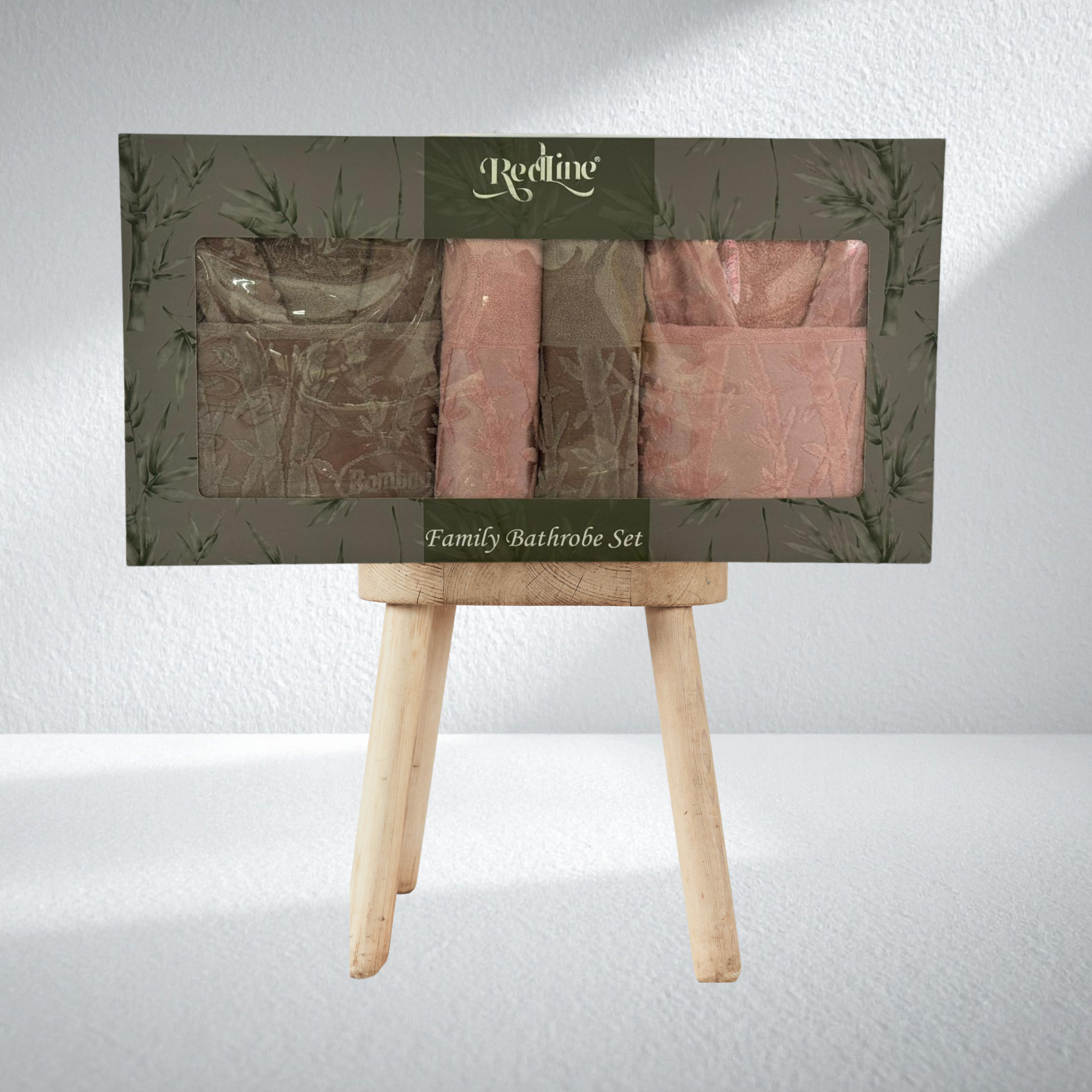 Redline Vip Kısmi Kadife Bambu Aile Bornoz Seti