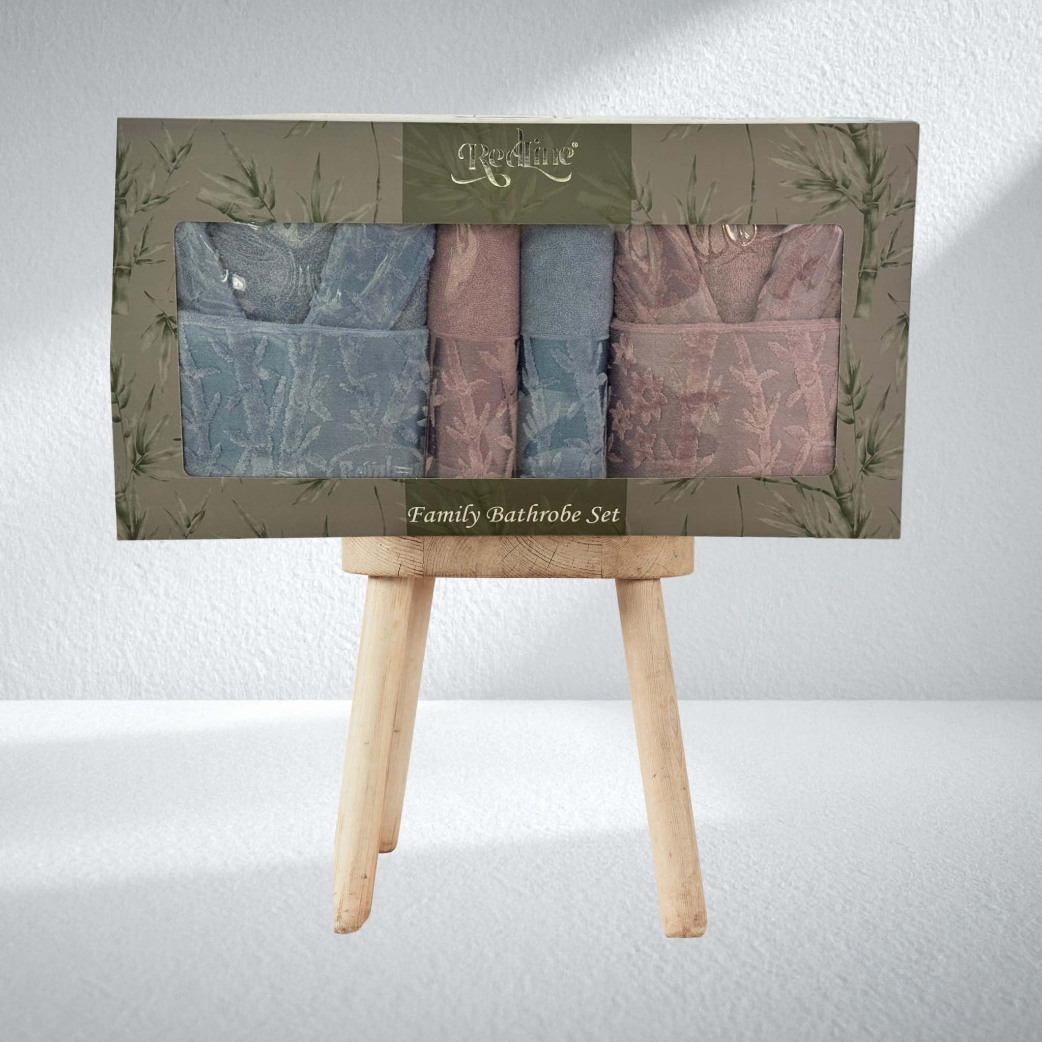Redline Vip Kısmi Kadife Bambu Aile Bornoz Seti