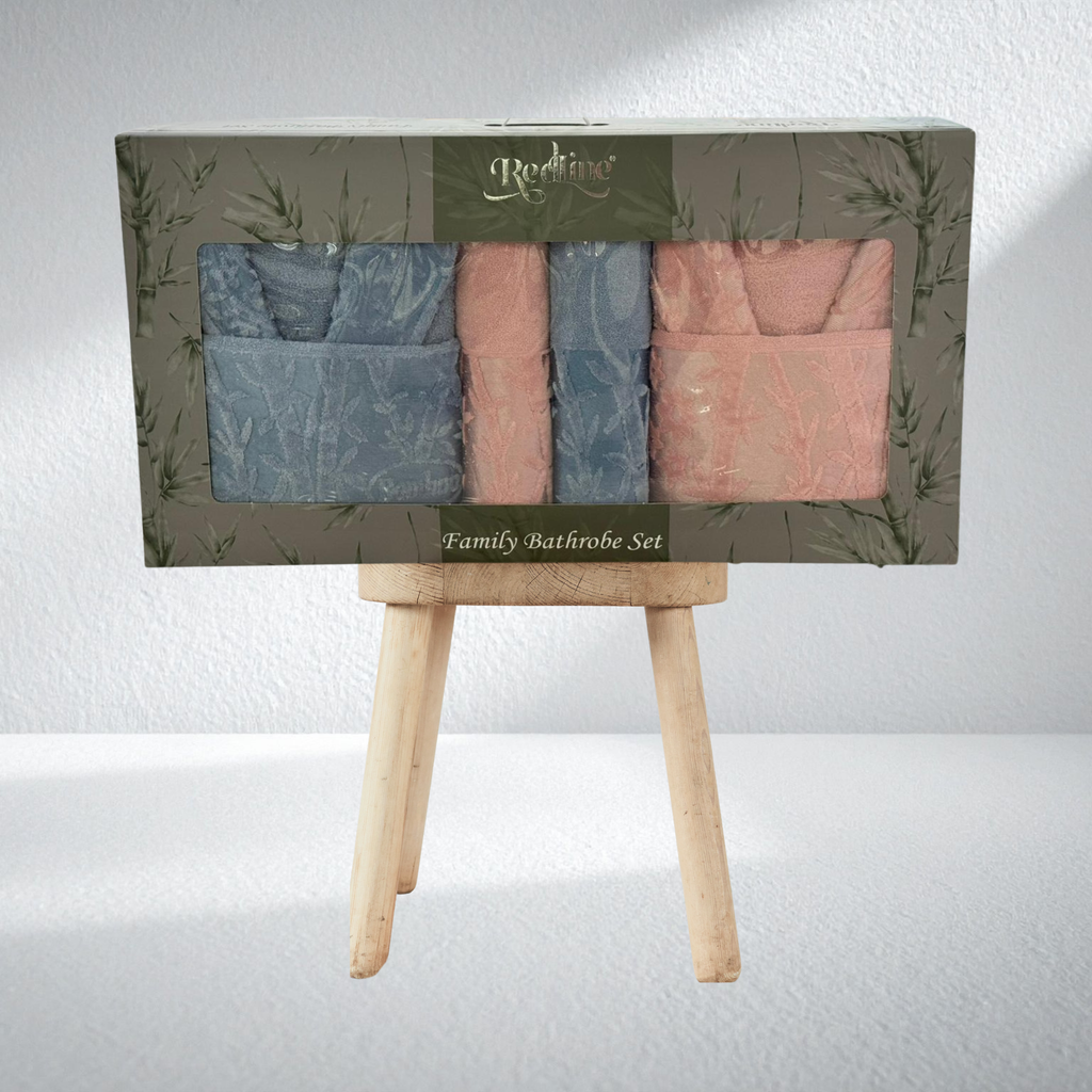 Redline Vip Kısmi Kadife Bambu Aile Bornoz Seti