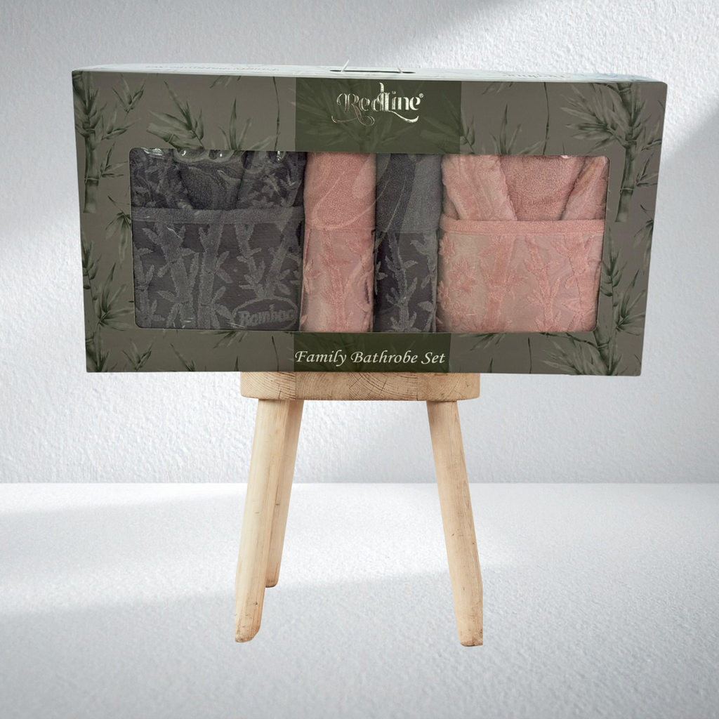 Redline Vip Kısmi Kadife Bambu Aile Bornoz Seti