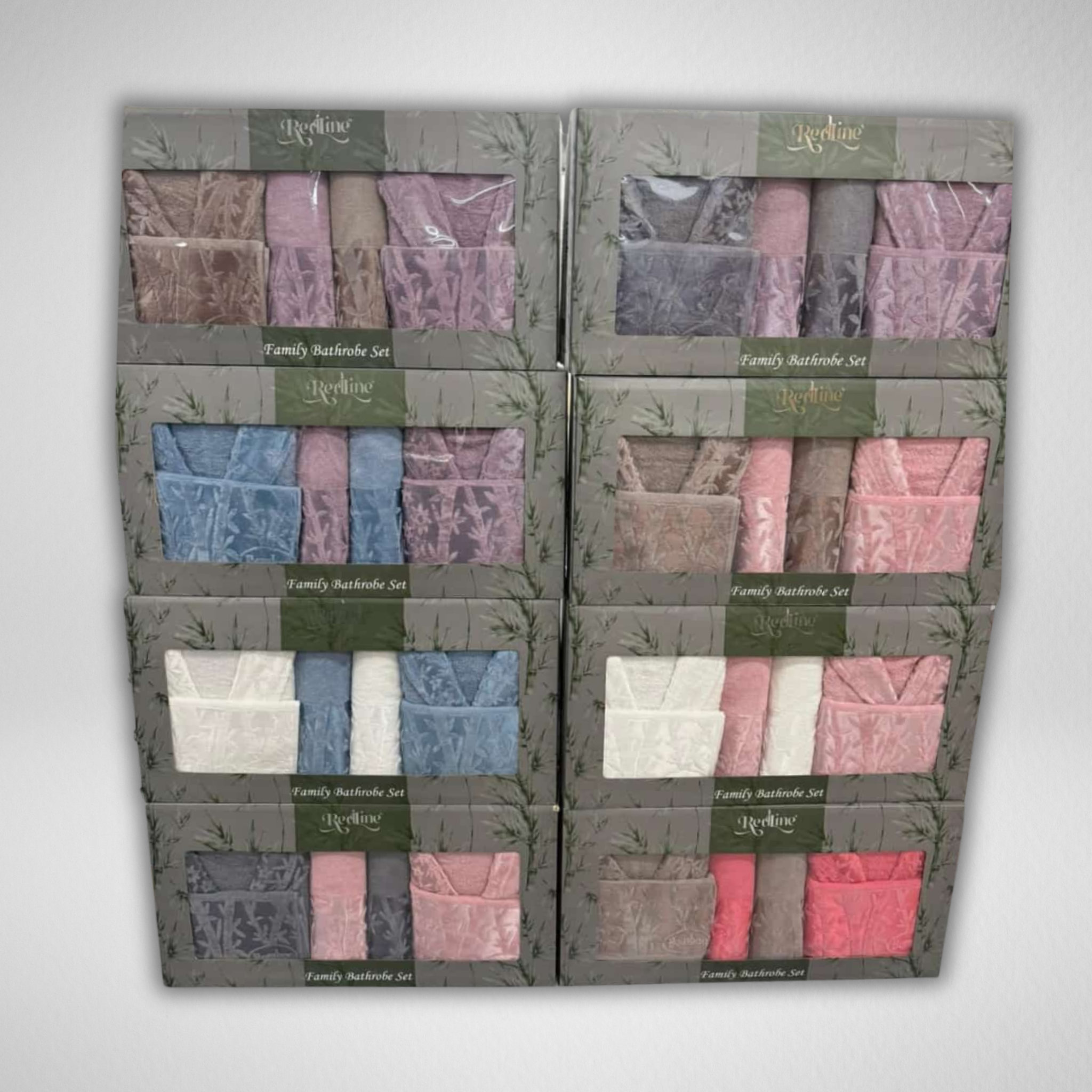 Redline Vip Kısmi Kadife Bambu Aile Bornoz Seti